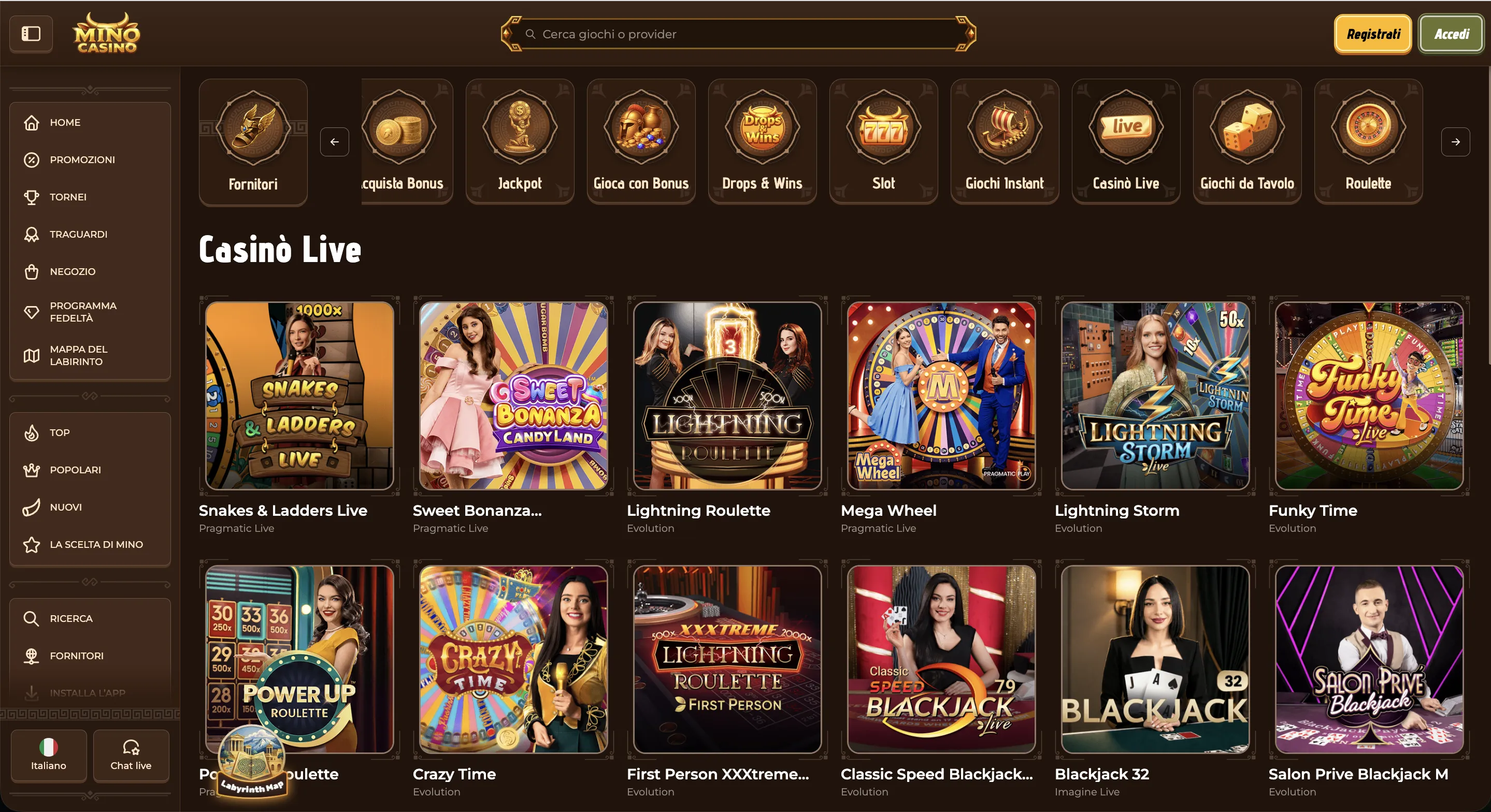 Tavoli live e roulette in tempo reale su Mino Casino
