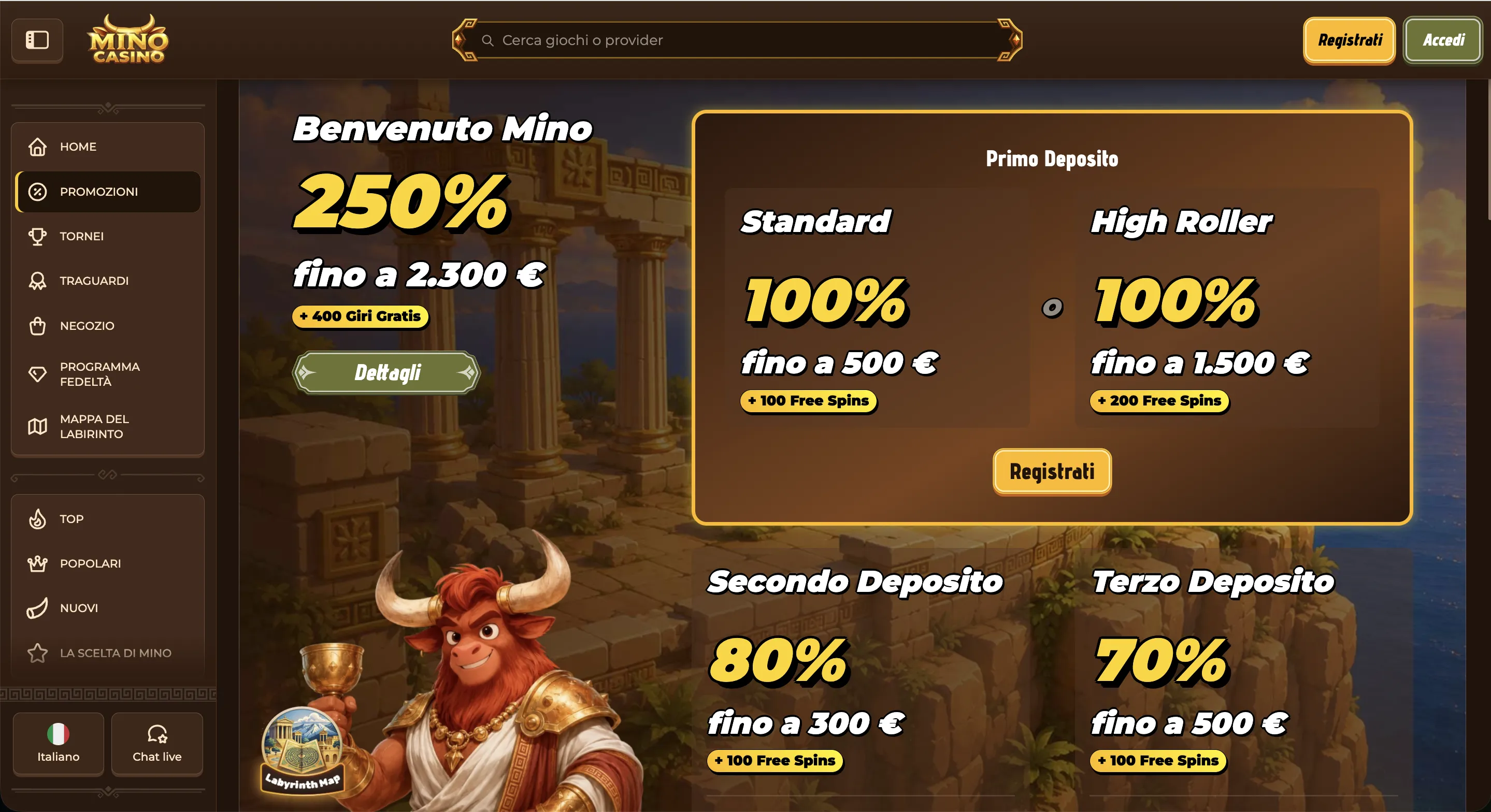 Mino Casino: rollover x45 e finestra di cinque giorni